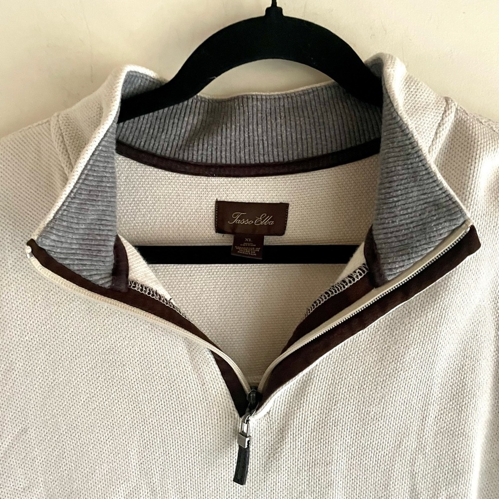 Men’s Tasso Elba White Polo Style Half Zip sz XL - Picture 6 of 8